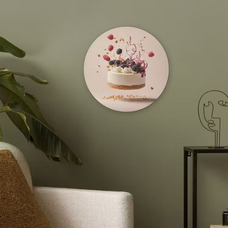 Cheesecake - Eten - Roze - Taart Akoestische PET Vilt - Rond klein -sfeer2