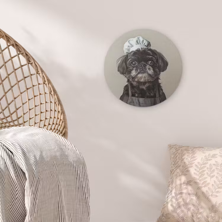 Kokskleding - Zwart - Hondje Akoestische PET Vilt - Rond klein -sfeer4