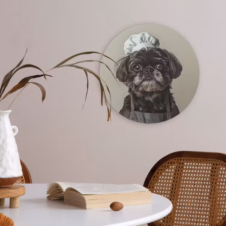 Kokskleding - Zwart - Hondje Akoestische PET Vilt - Rond klein -sfeer3