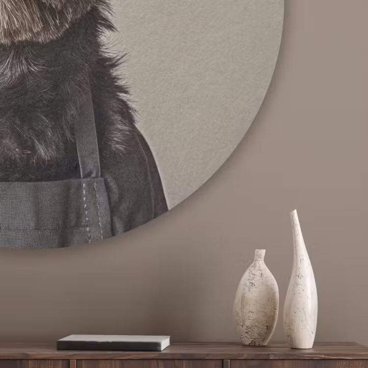 Kokskleding - Zwart - Hondje Akoestische PET Vilt - Rond klein -sfeer5_closeup