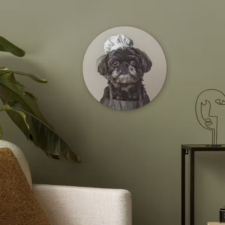 Kokskleding - Zwart - Hondje Akoestische PET Vilt - Rond klein -sfeer2