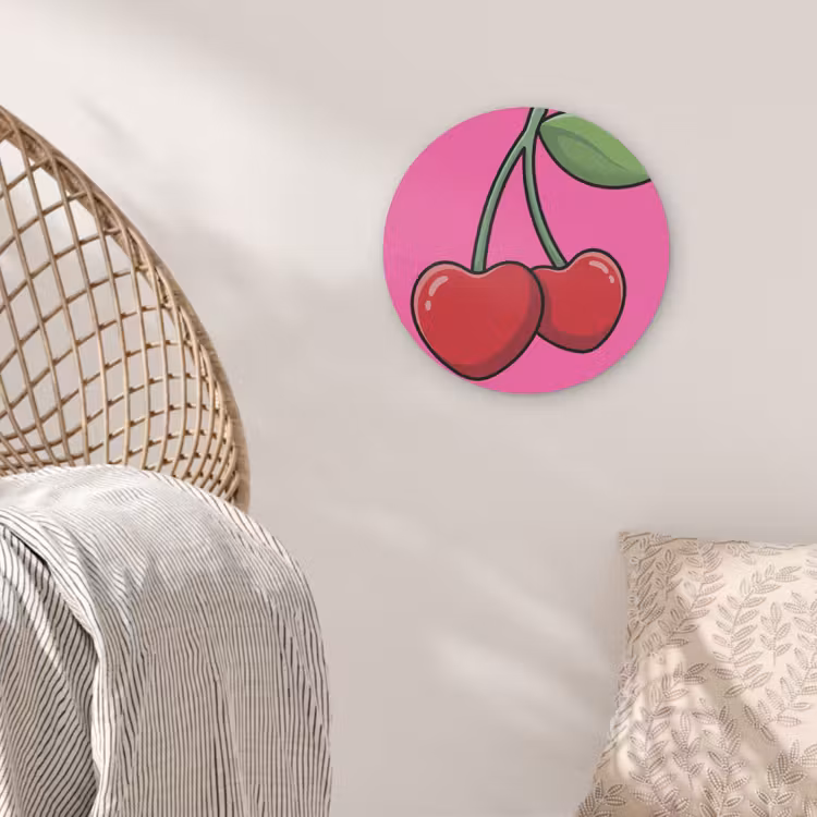 Kers - Roze - Fruit Akoestische PET Vilt - Rond klein -sfeer4