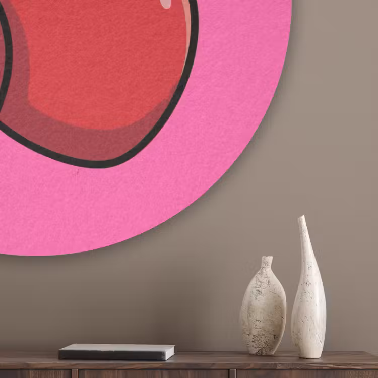 Kers - Roze - Fruit Akoestische PET Vilt - Rond klein -sfeer5_closeup