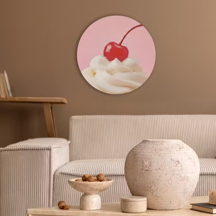 Kers - Slagroom - Roze Akoestische PET Vilt - Rond klein -sfeer1