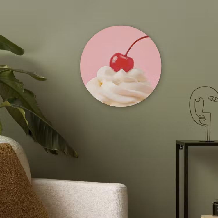 Kers - Slagroom - Roze Akoestische PET Vilt - Rond klein -sfeer2