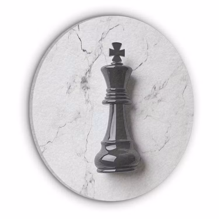 Schaakstuk - Koning - Zwart - Marmer Akoestische PET Vilt - Rond klein -3d