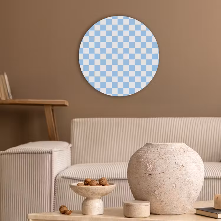 Schaakbord - Klassiek - Blauw Akoestische PET Vilt - Rond klein 838 -sfeer1