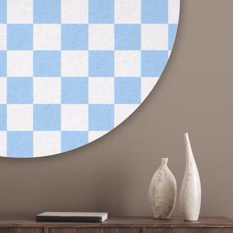 Schaakbord - Klassiek - Blauw Akoestische PET Vilt - Rond klein 838 -sfeer5_closeup