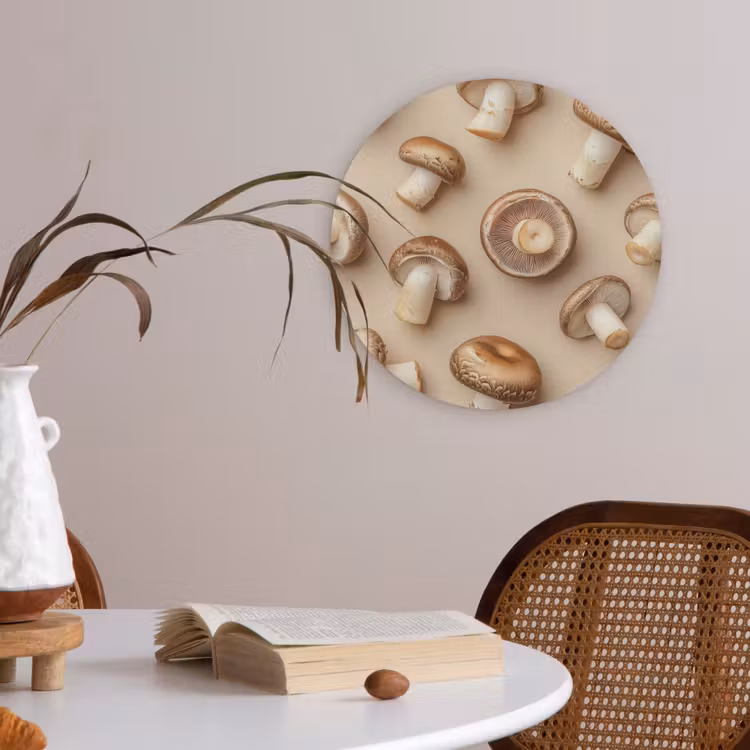 Kastanje Champignons - Beige Akoestische PET Vilt - Rond klein -sfeer3