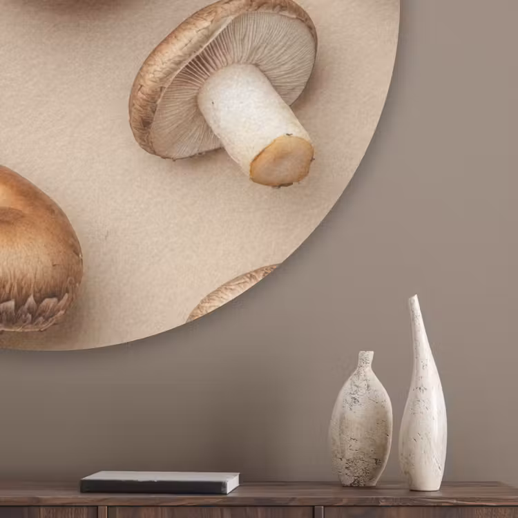 Kastanje Champignons - Beige Akoestische PET Vilt - Rond klein -sfeer5_closeup