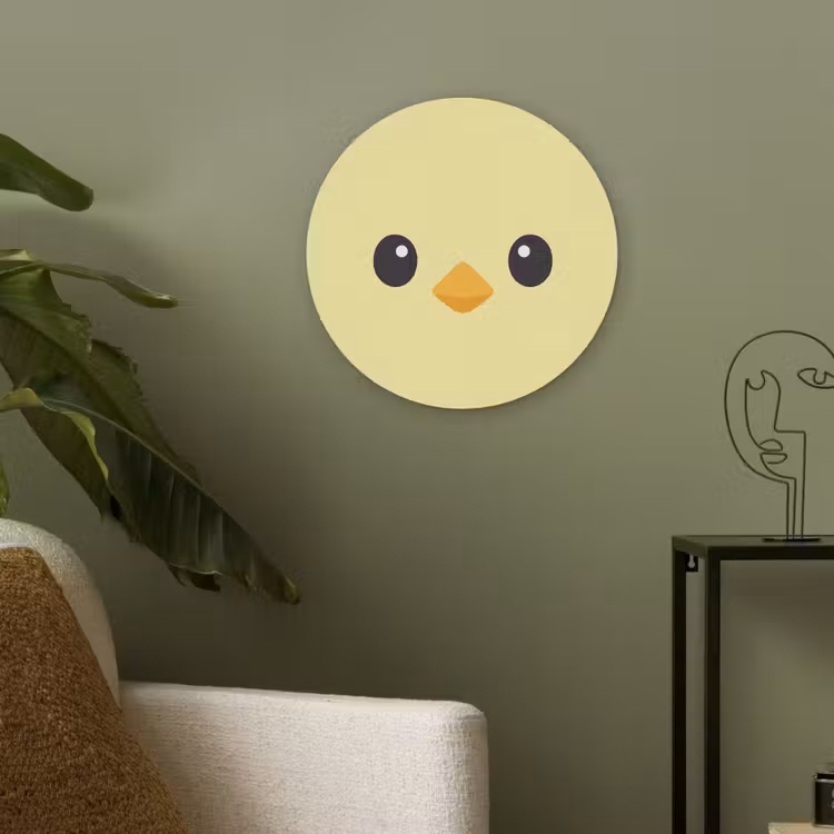 Kuiken - Vrolijk - Geel - Minimalistisch Akoestische PET Vilt - Rond klein -sfeer2
