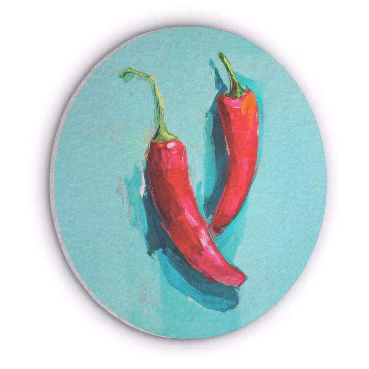 Chilipepers - Geverfd - Rood Akoestische PET Vilt - Rond klein -3d