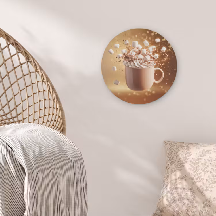 Chocomelk - Drinken - Warm - Bruin Akoestische PET Vilt - Rond klein -sfeer4