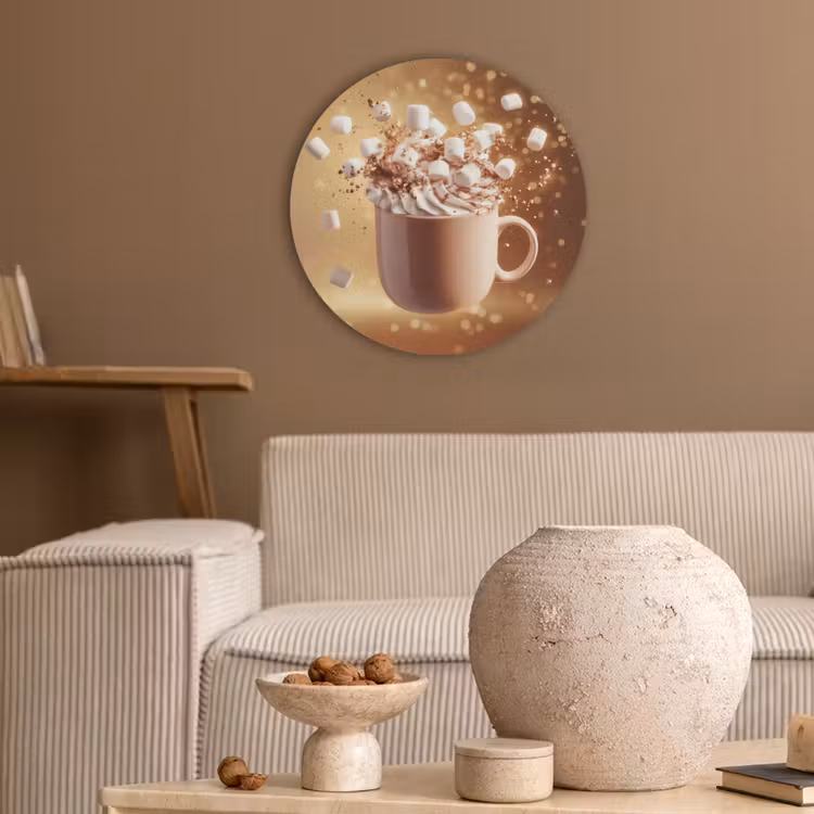 Chocomelk - Drinken - Warm - Bruin Akoestische PET Vilt - Rond klein -sfeer1