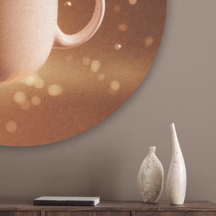 Chocomelk - Drinken - Warm - Bruin Akoestische PET Vilt - Rond klein -sfeer5_closeup