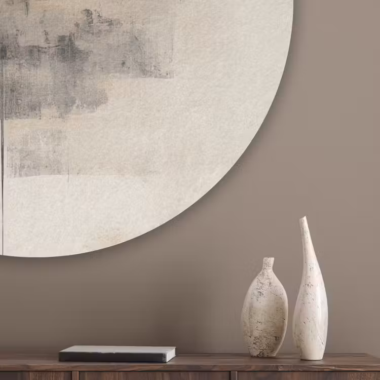 Cirkel - Compositie - Diepte - Beige Akoestische PET Vilt - Rond klein -sfeer5_closeup