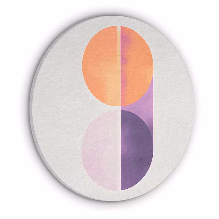 Cirkels - Abstract - Paars Akoestische PET Vilt - Rond klein -3d