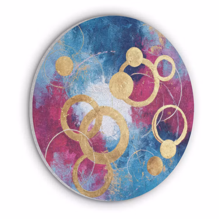 Cirkels - Goud - Abstract Akoestische PET Vilt - Rond klein -3d