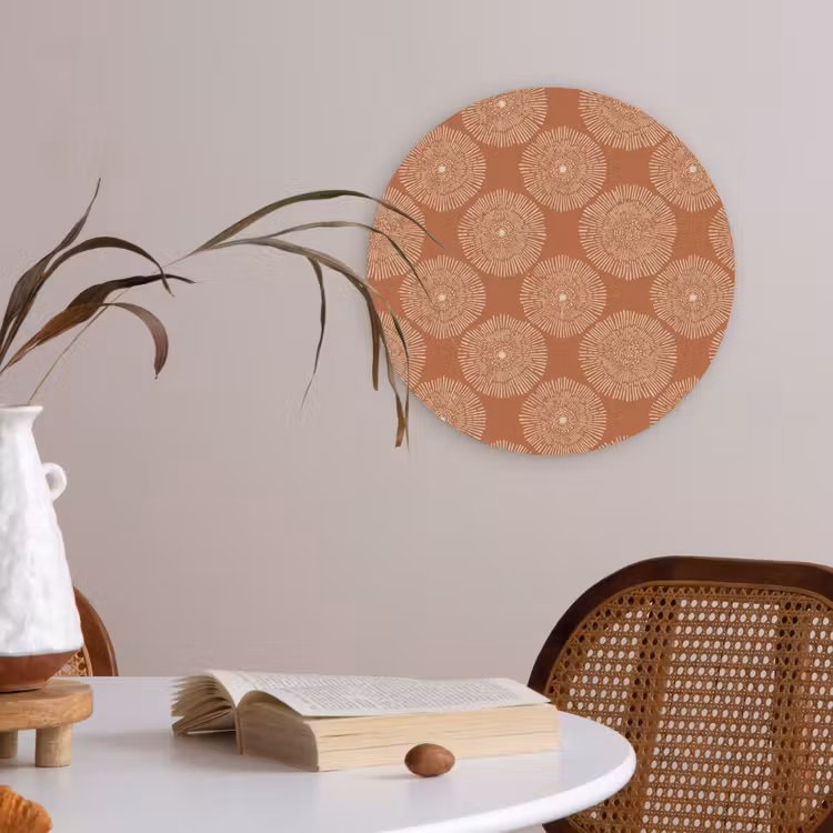 Cirkels - Grafisch - Patroon - Terracotta Akoestische PET Vilt - Rond klein 838 -sfeer3