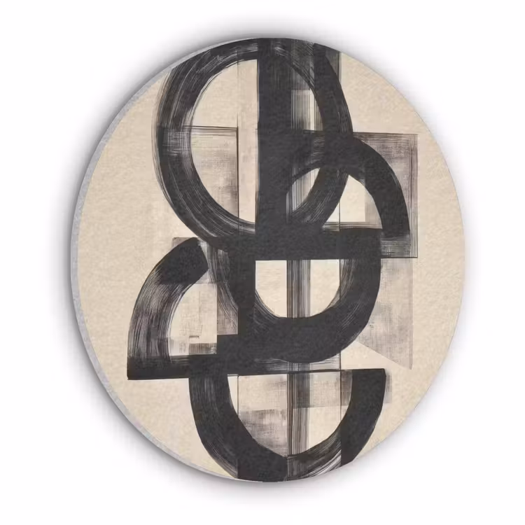 Cirkels - Lijnen - Vormen - Zwart Akoestische PET Vilt - Rond klein -3d
