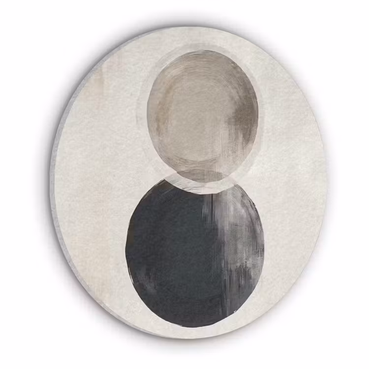 Cirkels - Vorm - Beige - Abstract Akoestische PET Vilt - Rond klein -3d