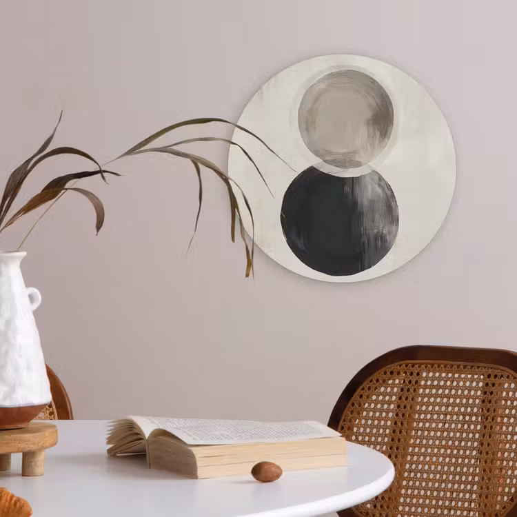 Cirkels - Vorm - Beige - Abstract Akoestische PET Vilt - Rond klein -sfeer3