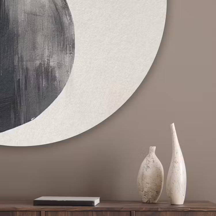 Cirkels - Vorm - Beige - Abstract Akoestische PET Vilt - Rond klein -sfeer5_closeup