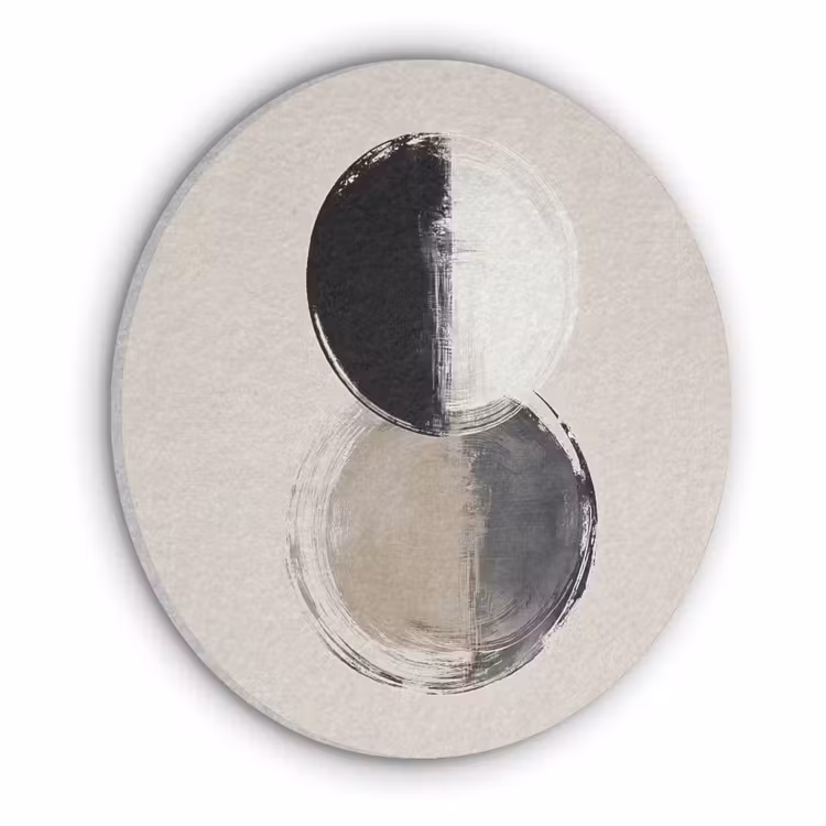 Cirkels - Strepen - Minimalistisch - Zwart Akoestische PET Vilt - Rond klein -3d