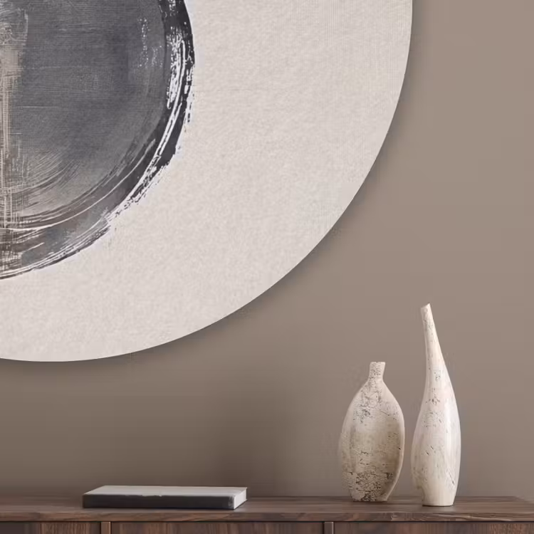 Cirkels - Strepen - Minimalistisch - Zwart Akoestische PET Vilt - Rond klein -sfeer5_closeup
