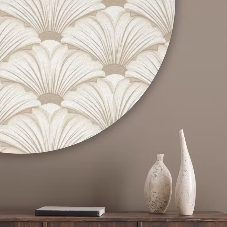 Klassiek - Art - Beige Akoestische PET Vilt - Rond klein 838 -sfeer5_closeup