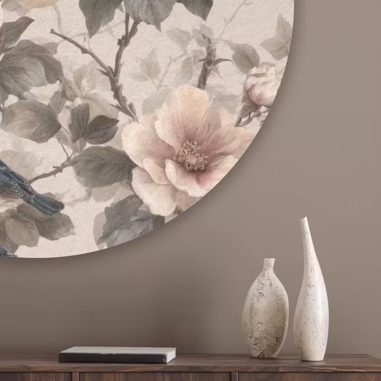 Klassiek - Vogels - Kleurrijk Akoestische PET Vilt - Rond klein 838 -sfeer5_closeup
