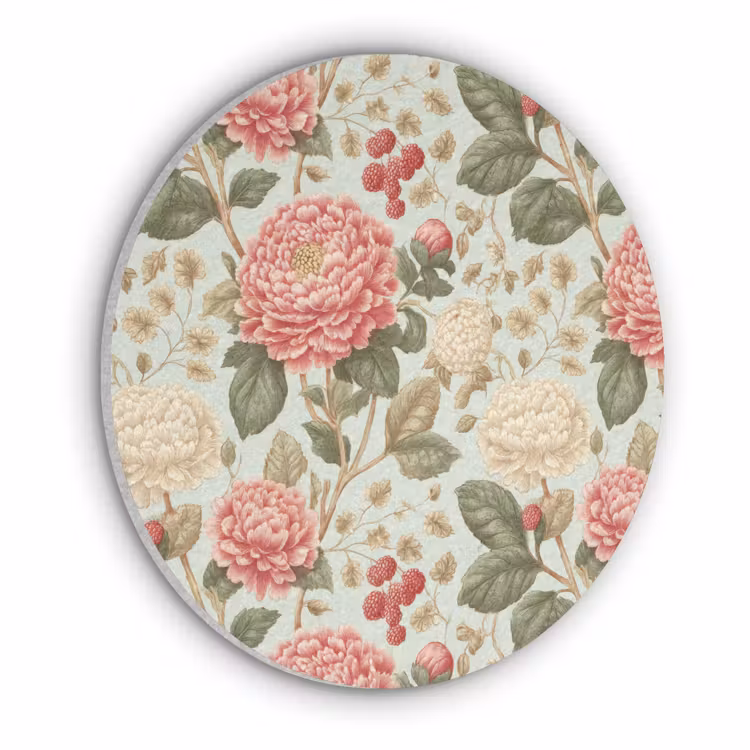 Klassiek - Botanisch - Veelkleurig Akoestische PET Vilt - Rond klein 838 -3d