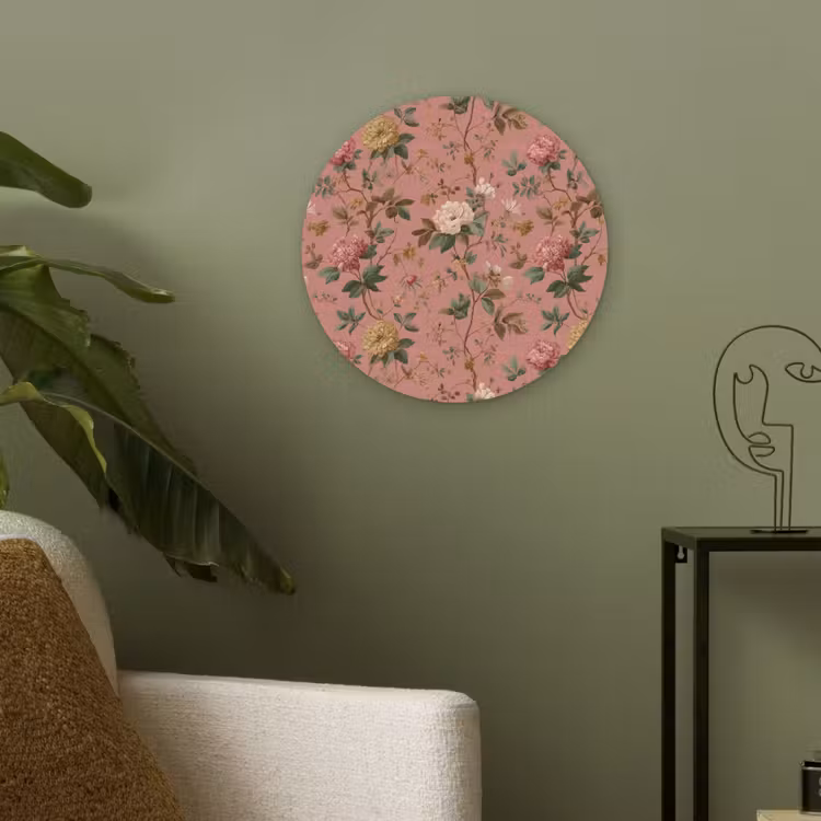 Klassiek - Botanisch - Roze Akoestische PET Vilt - Rond klein 838 -sfeer2