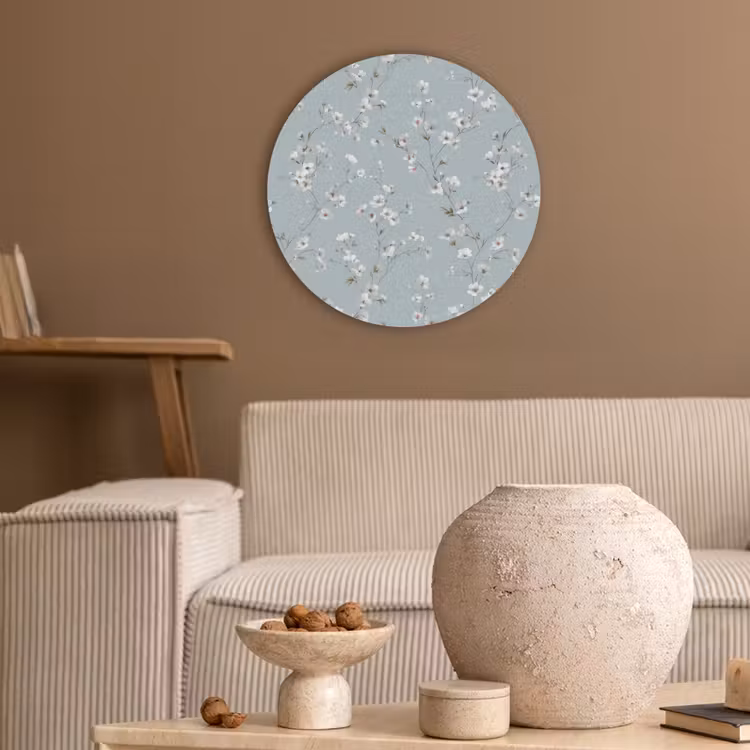 Klassiek - Bloemen - Blauw Akoestische PET Vilt - Rond klein 838 -sfeer1