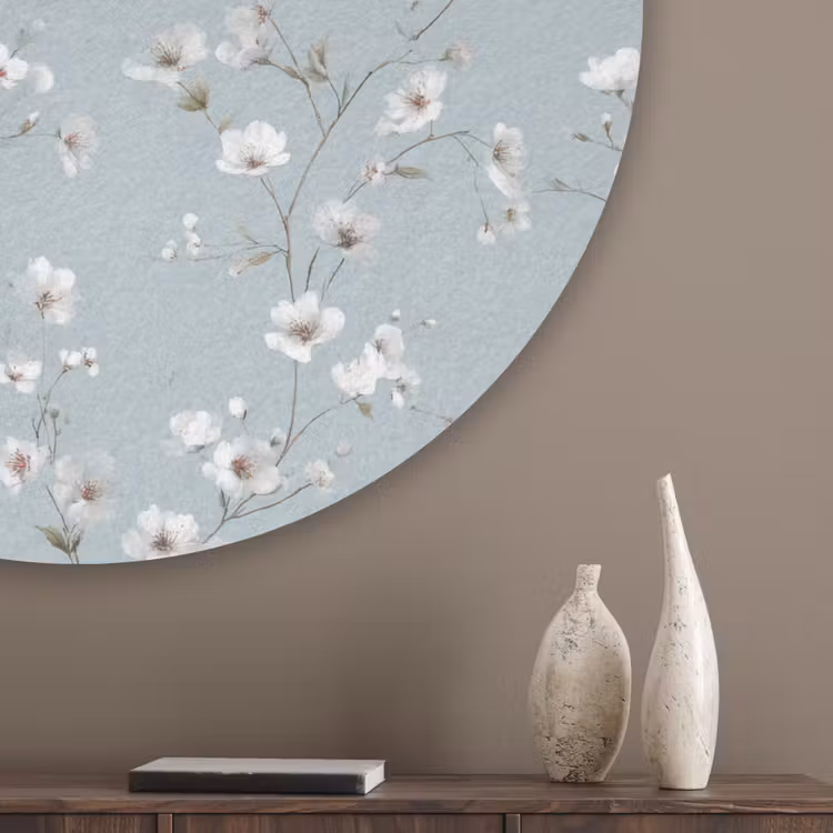 Klassiek - Bloemen - Blauw Akoestische PET Vilt - Rond klein 838 -sfeer5_closeup