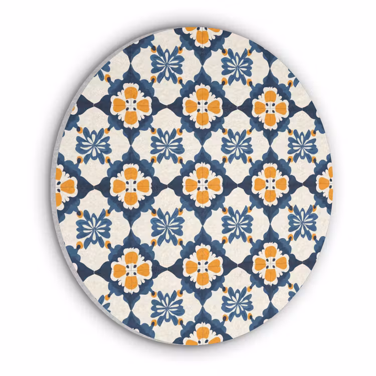 Klassiek - Geometrisch - Blauw Akoestische PET Vilt - Rond klein 838 -3d