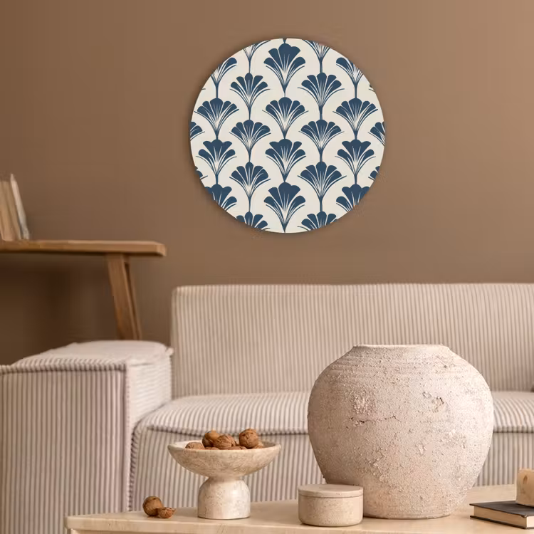 Klassiek - Motief - Blauw Akoestische PET Vilt - Rond klein 838 -sfeer1