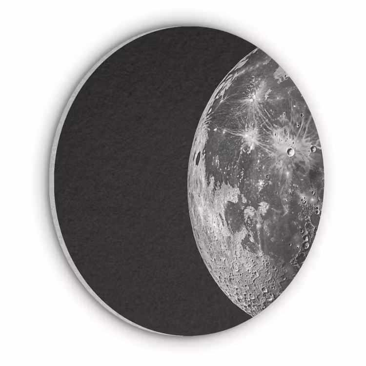 Close-up - Maan - Wit - Textuur Akoestische PET Vilt - Rond klein -3d