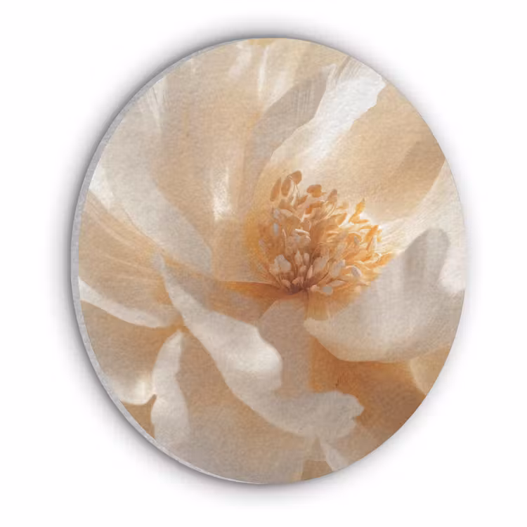 Close up - Pioenroos - Wit Akoestische PET Vilt - Rond klein -3d