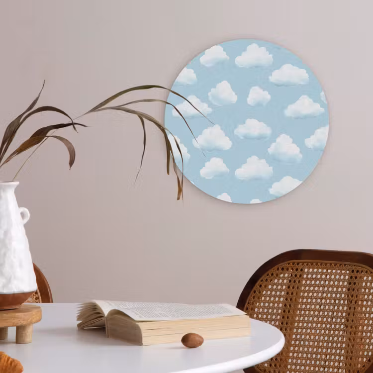 Wolken - Illustratie - Blauw Akoestische PET Vilt - Rond klein 838 -sfeer3