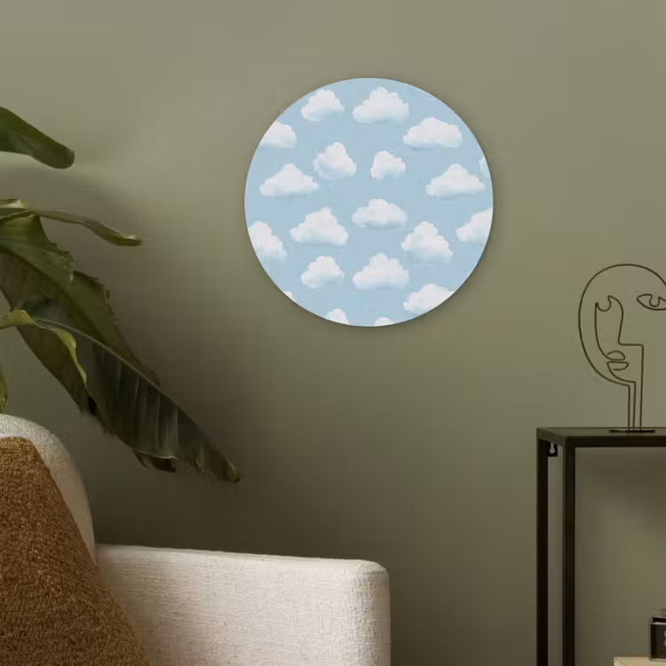 Wolken - Illustratie - Blauw Akoestische PET Vilt - Rond klein 838 -sfeer2