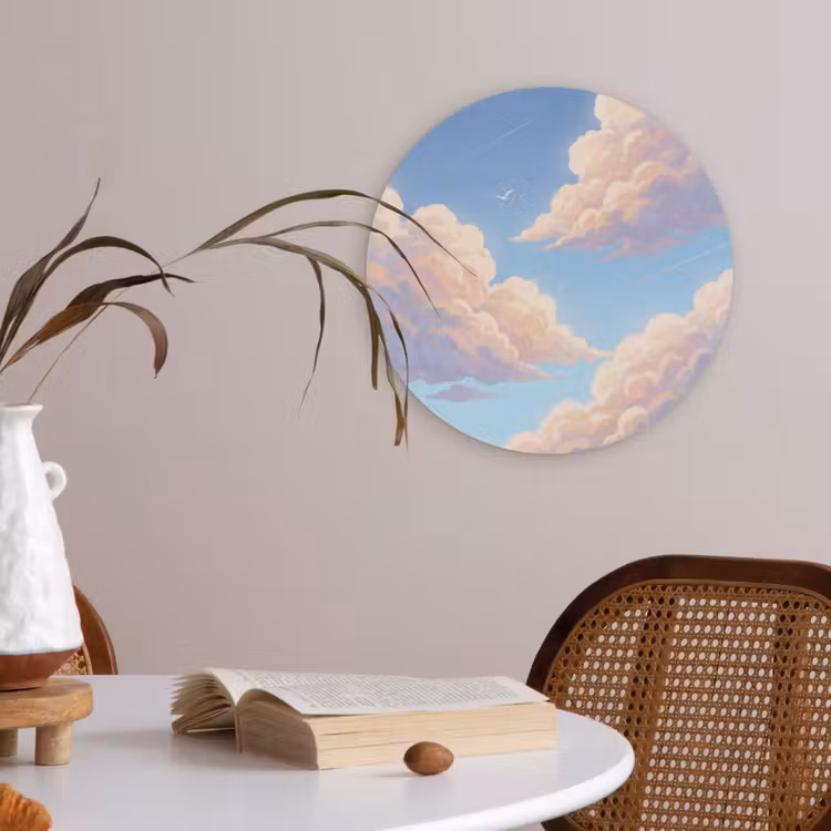 Wolken - Lucht - Natuur - Blauw Akoestische PET Vilt - Rond klein -sfeer3