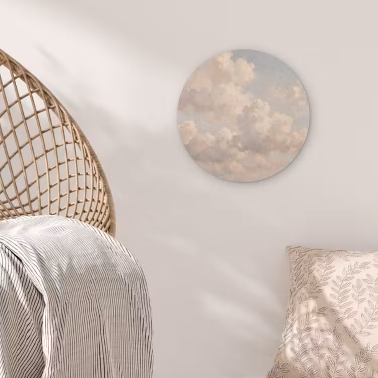 Wolken - Zacht - Natuur - Klassiek - Beige Akoestische PET Vilt - Rond klein -sfeer4