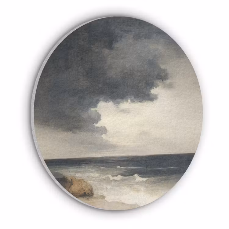 Kust - Golven - Rots - Storm Akoestische PET Vilt - Rond klein -3d