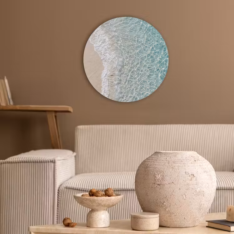 Kust - Zand - Blauw Akoestische PET Vilt - Rond klein -sfeer1