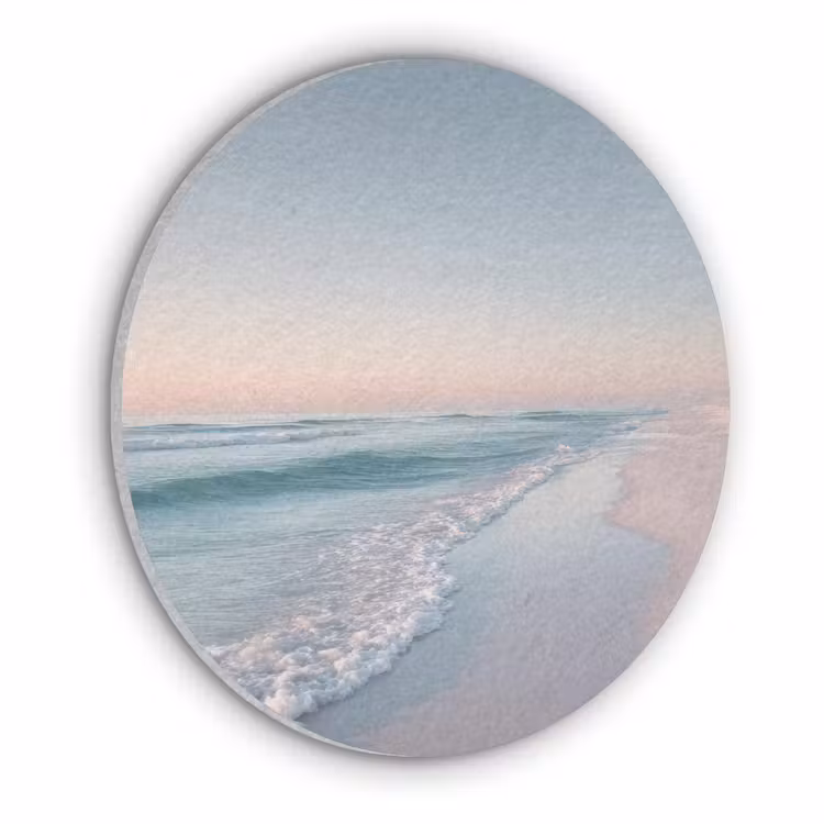 Kustlijn - Pastel - water Akoestische PET Vilt - Rond klein -3d