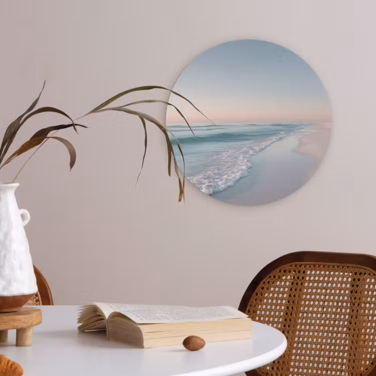 Kustlijn - Pastel - water Akoestische PET Vilt - Rond klein -sfeer3