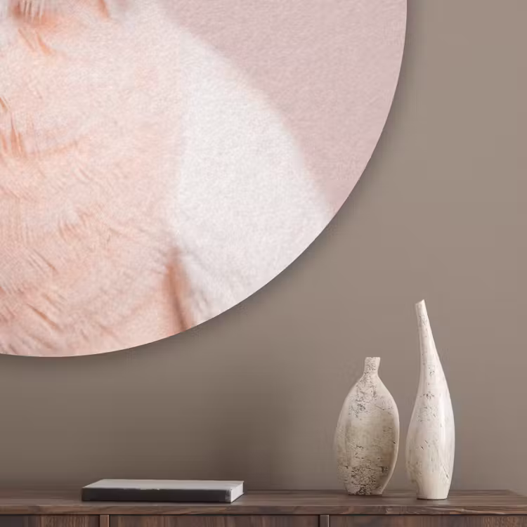 Kaketoe - Portret - Roze Akoestische PET Vilt - Rond klein -sfeer5_closeup