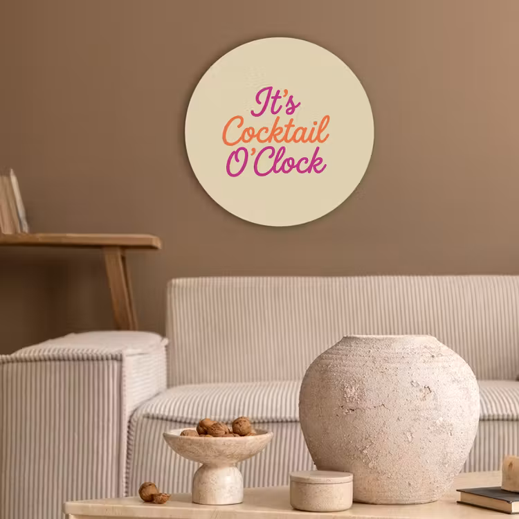 Cocktail O'Clock - Geel - Retro Akoestische PET Vilt - Rond klein -sfeer1