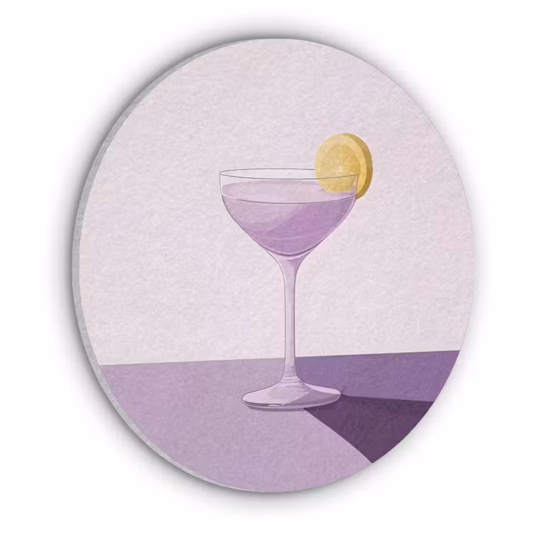 Cocktail - Paars - Minimalistisch - Citroen Akoestische PET Vilt - Rond klein -3d